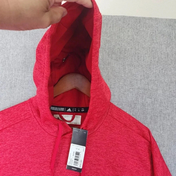 New Adidas Team Issue Fleece Hoodie Small Red Long Sleeve Climawarm - Picture 7 of 15